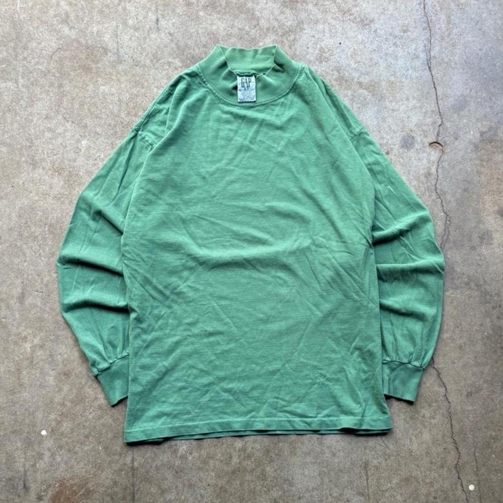 Vintage 90s single stitch Gap green turtle neck long sleeve Mens Size Medium
